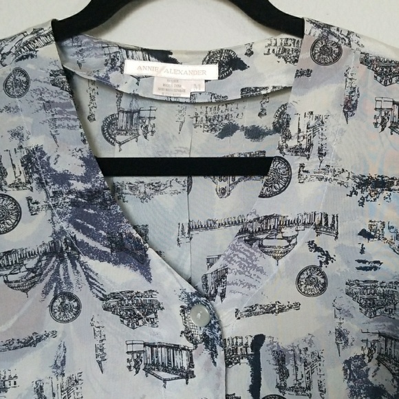 Annie Alexander vintage silk long sleeve button down blouse medium - Picture 2 of 8